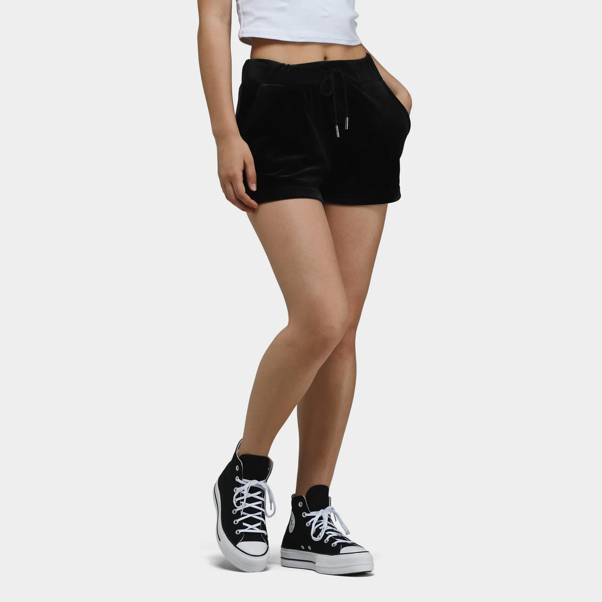 Juicy Couture Women's Classic Velour Shorts With Back Bling / Liquorice