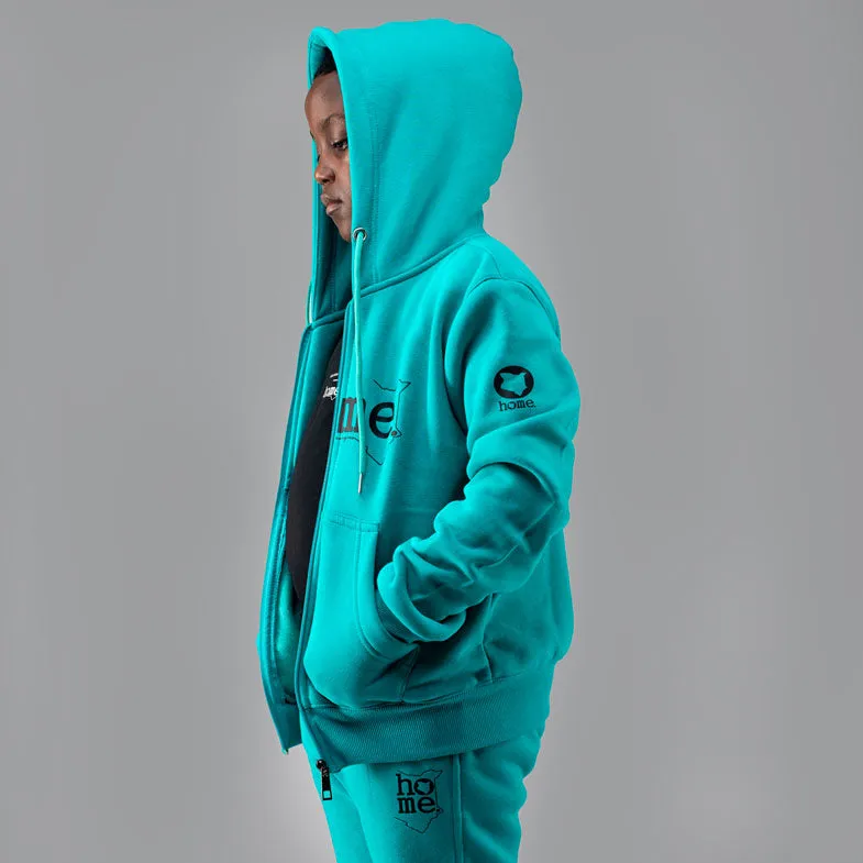 Kids Zip-Up Hoodie  - Turquoise Blue (Heavy Fabric)