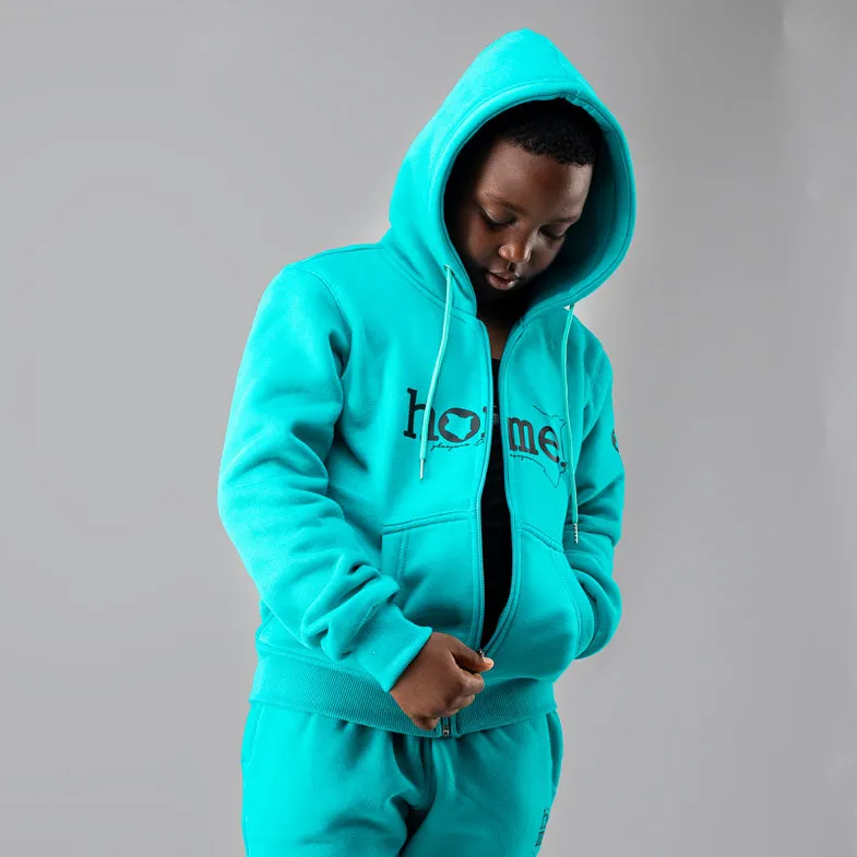 Kids Zip-Up Hoodie  - Turquoise Blue (Heavy Fabric)