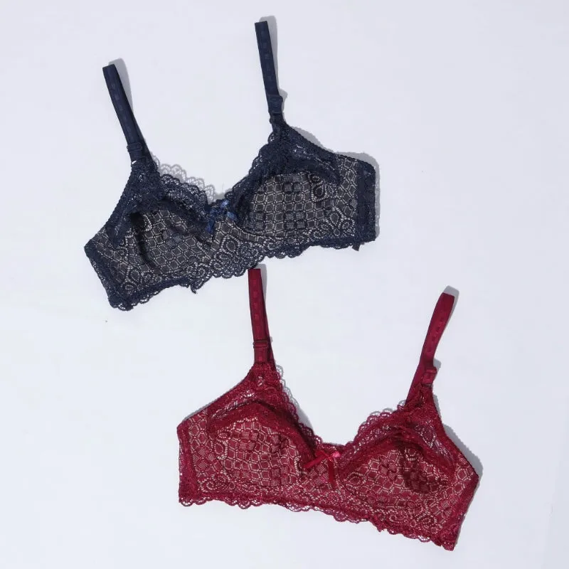 Lace Design Non-Padded Non-Wired Bra