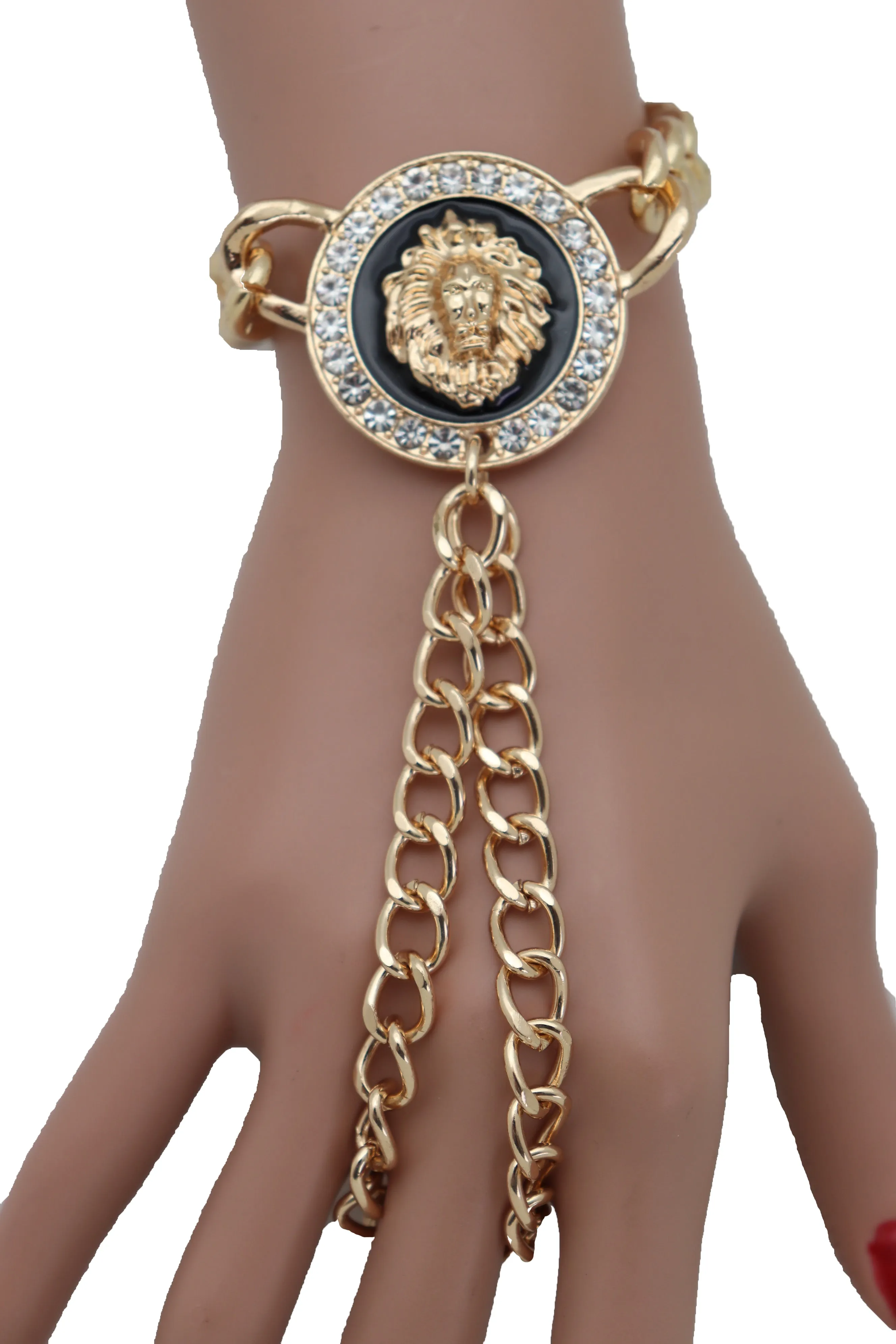 Lion Medallion Gold Metal Hand Chain