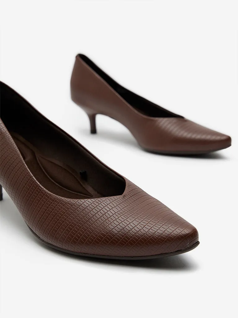 LUNA BLU Brown Textured Pump Shoes