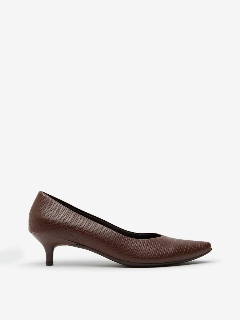 LUNA BLU Brown Textured Pump Shoes