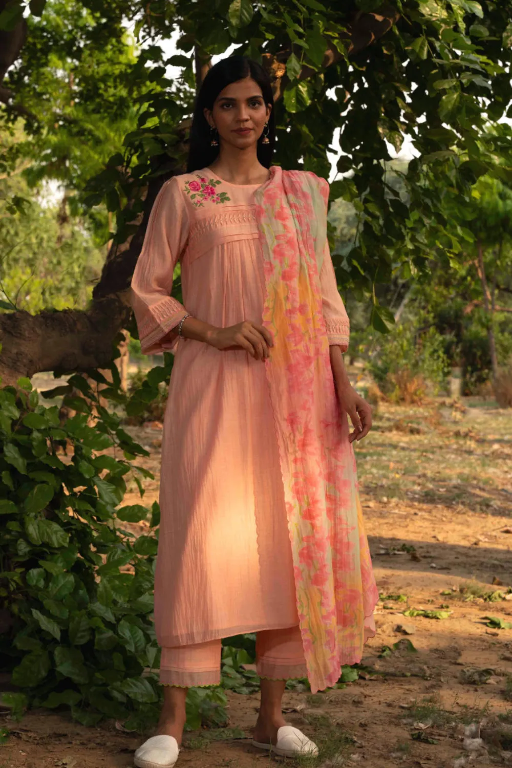 Maina Kurta Set-Peach