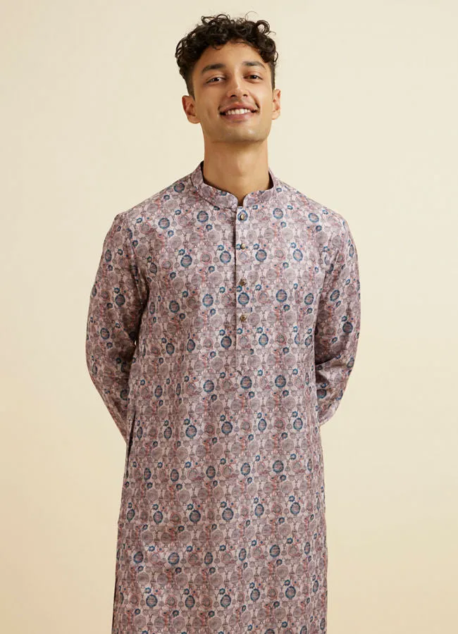 Manyawar Peach Jaal Patterned Kurta