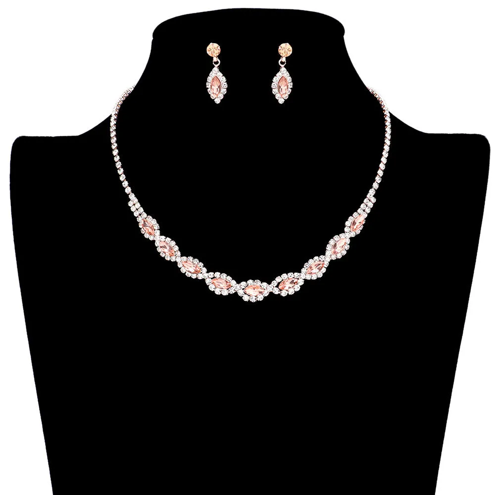 Marquise Stone Accented Rhinestone Jewelry Set