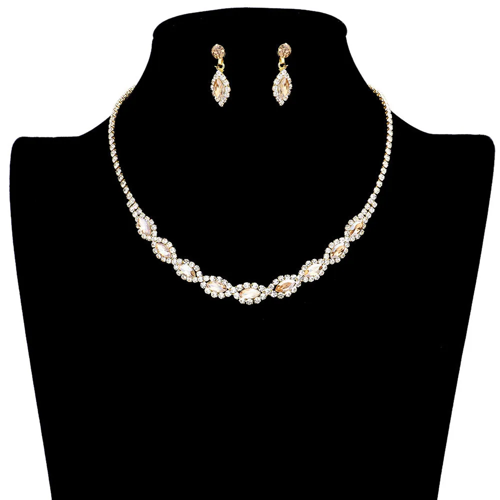 Marquise Stone Accented Rhinestone Jewelry Set