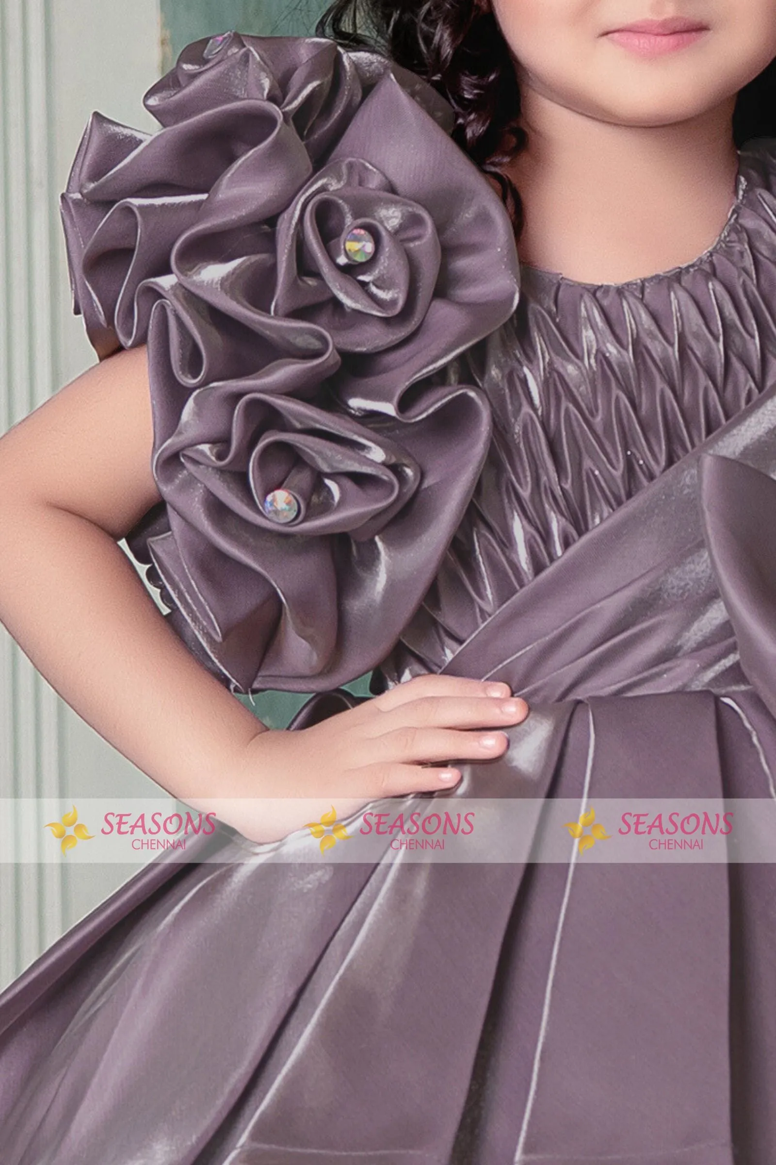 Mauve Long Party Ball Gown for Girls