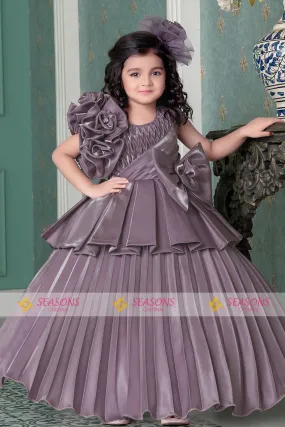 Mauve Long Party Ball Gown for Girls