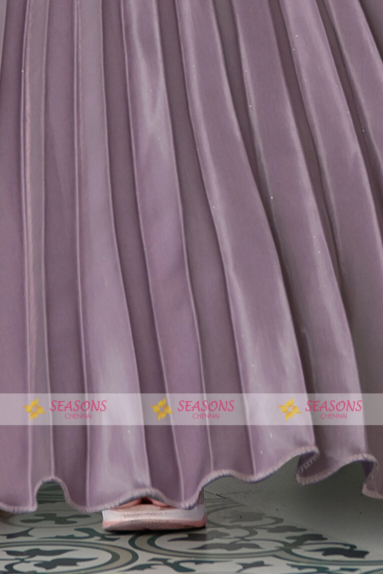 Mauve Long Party Ball Gown for Girls