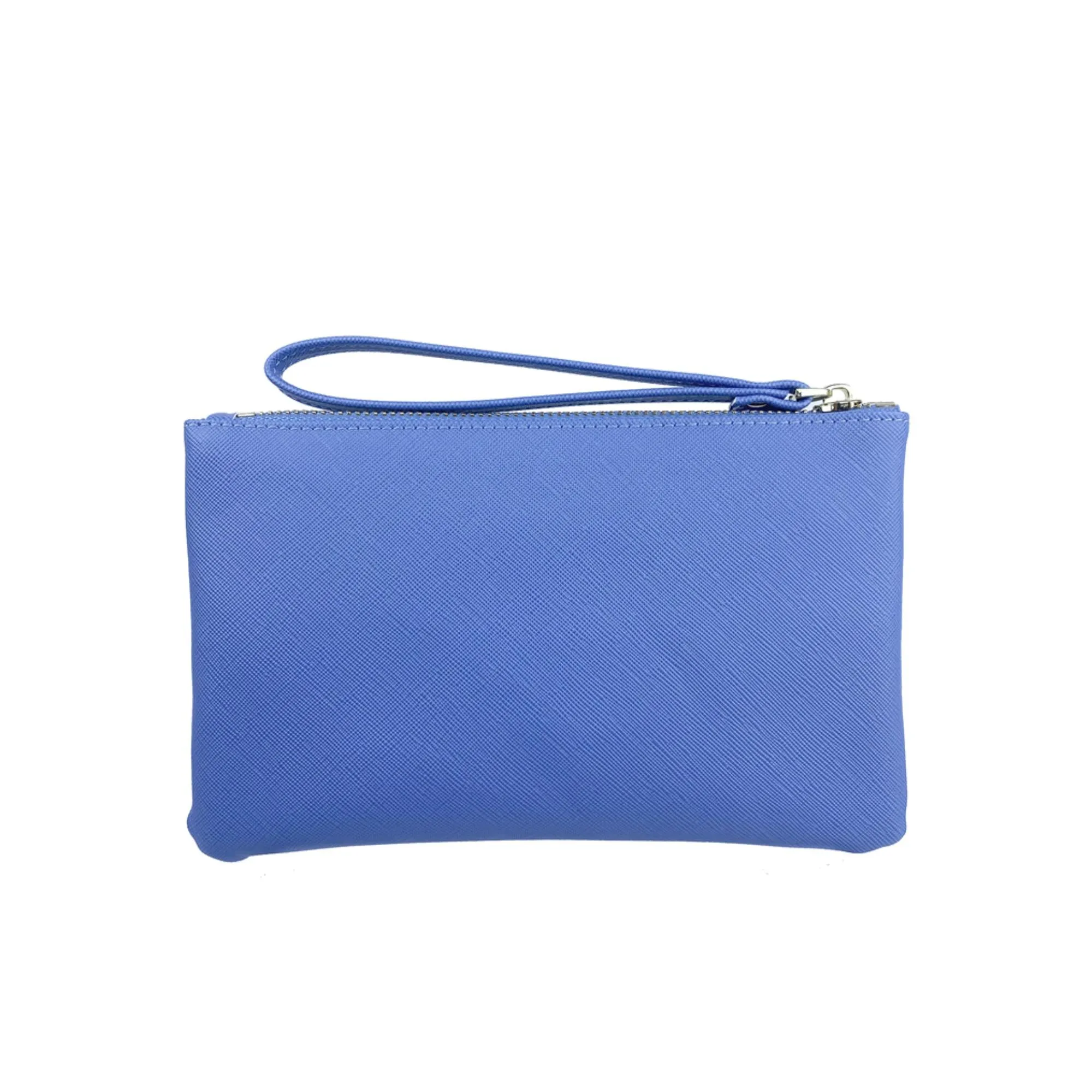 Mel&Co Saffiano-Effect Wristlet Loop Handle Pouch -Baby Blue