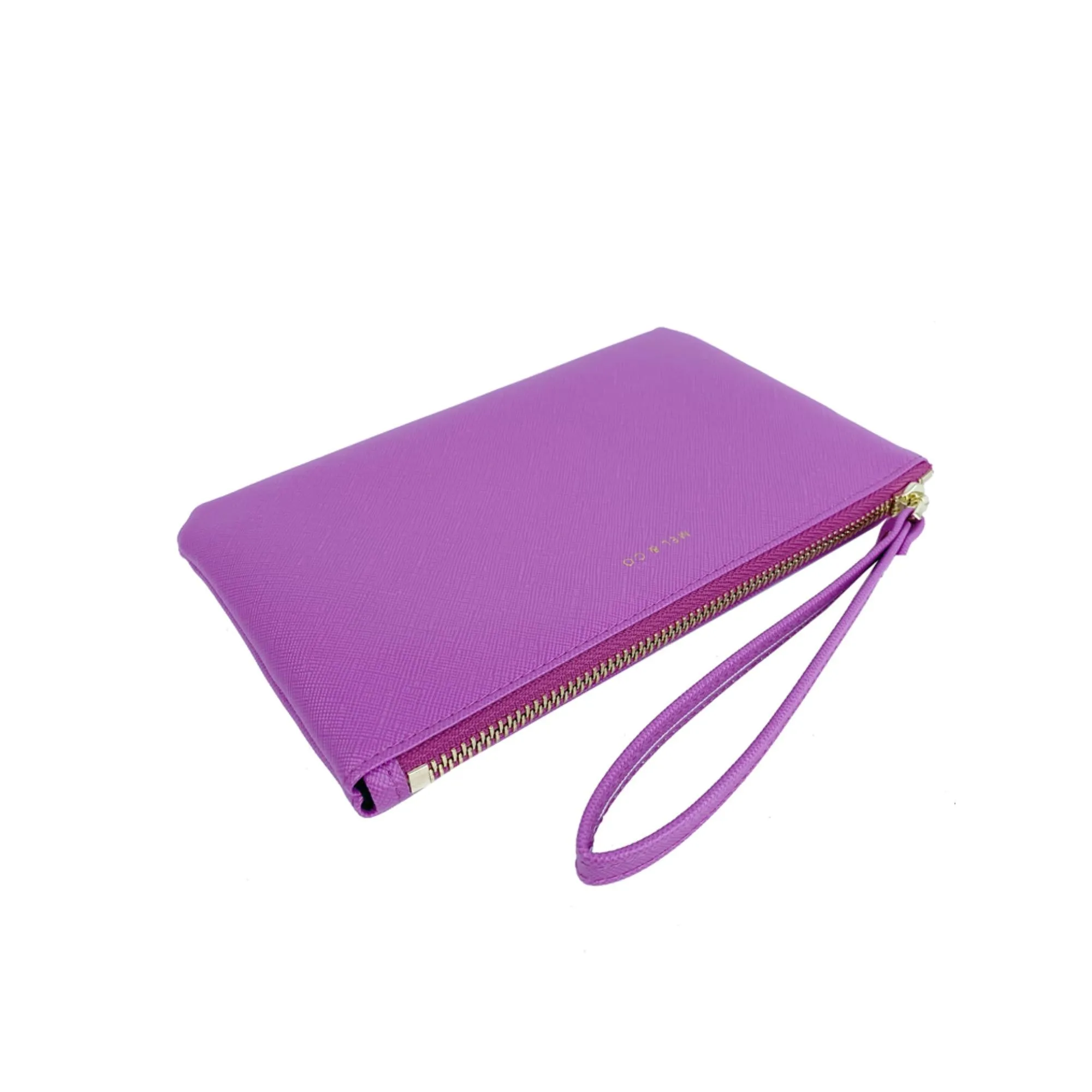 Mel&Co Saffiano-Effect Wristlet Loop Handle Pouch -Lilac