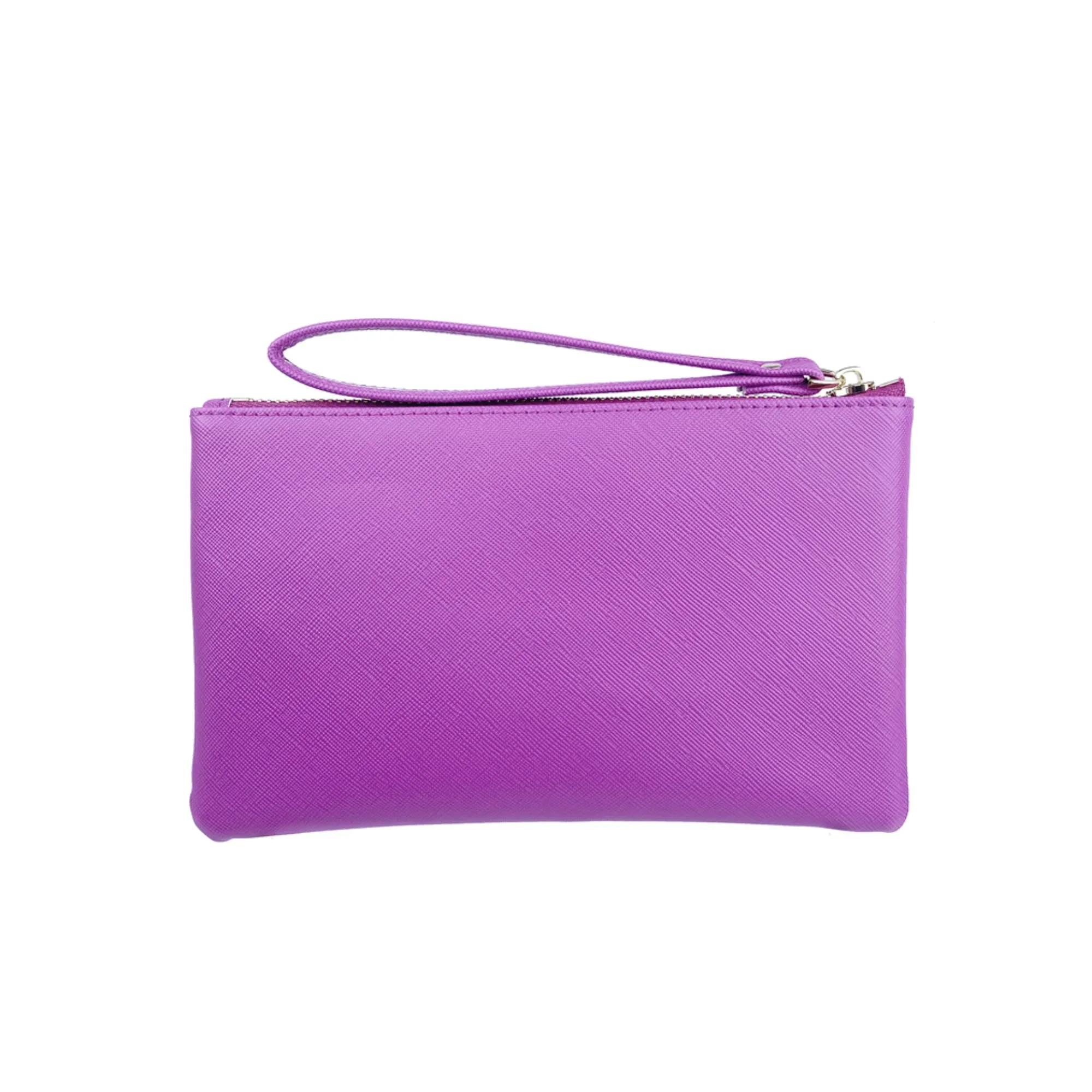 Mel&Co Saffiano-Effect Wristlet Loop Handle Pouch -Lilac