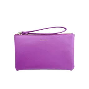 Mel&Co Saffiano-Effect Wristlet Loop Handle Pouch -Lilac