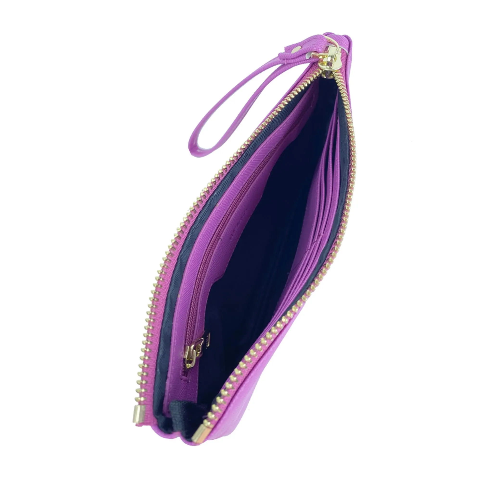 Mel&Co Saffiano-Effect Wristlet Loop Handle Pouch -Lilac