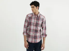 Men Check Spread Collar Shirt