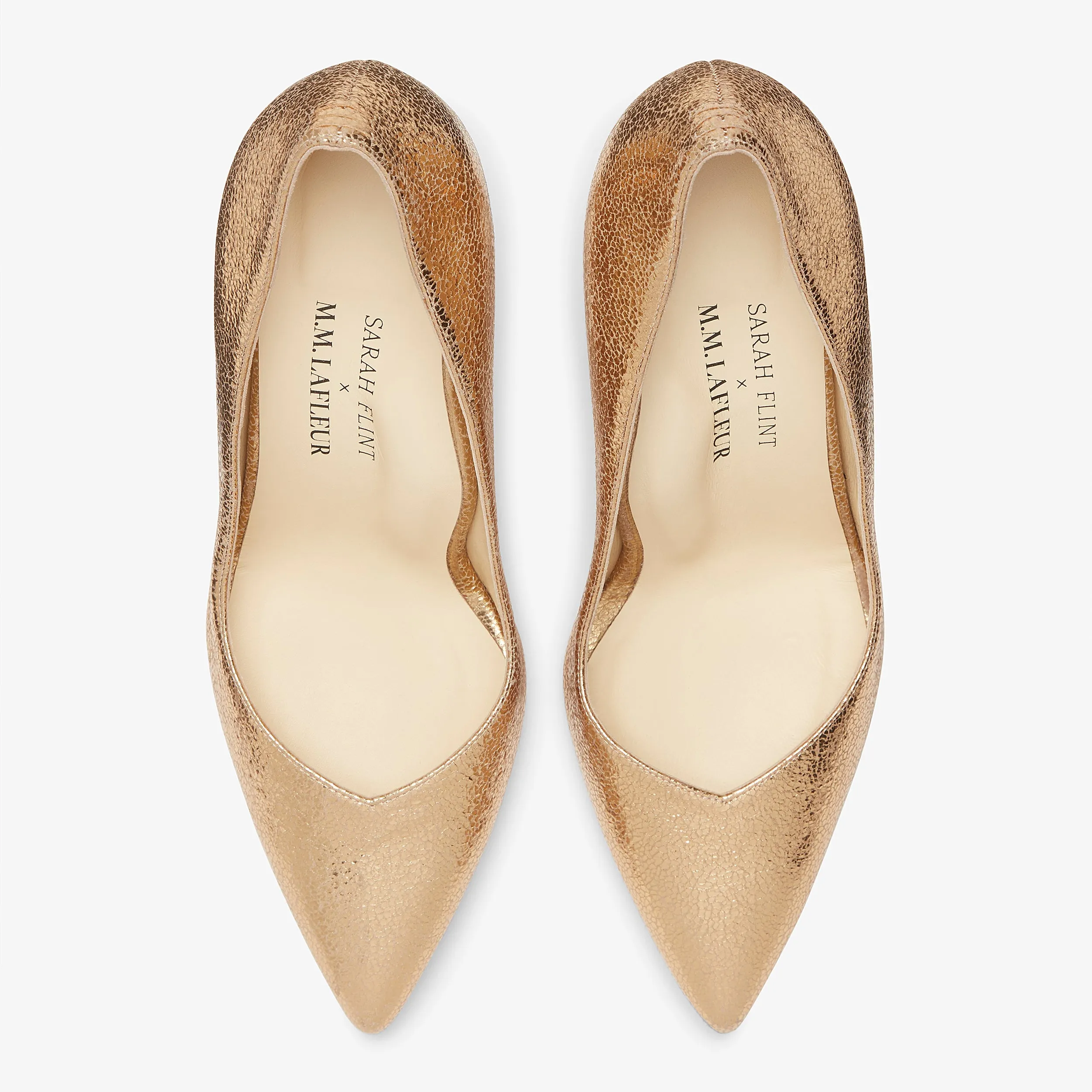 M.M.LaFleur x Sarah Flint Perfect Pump 85 :: Gold Crackle