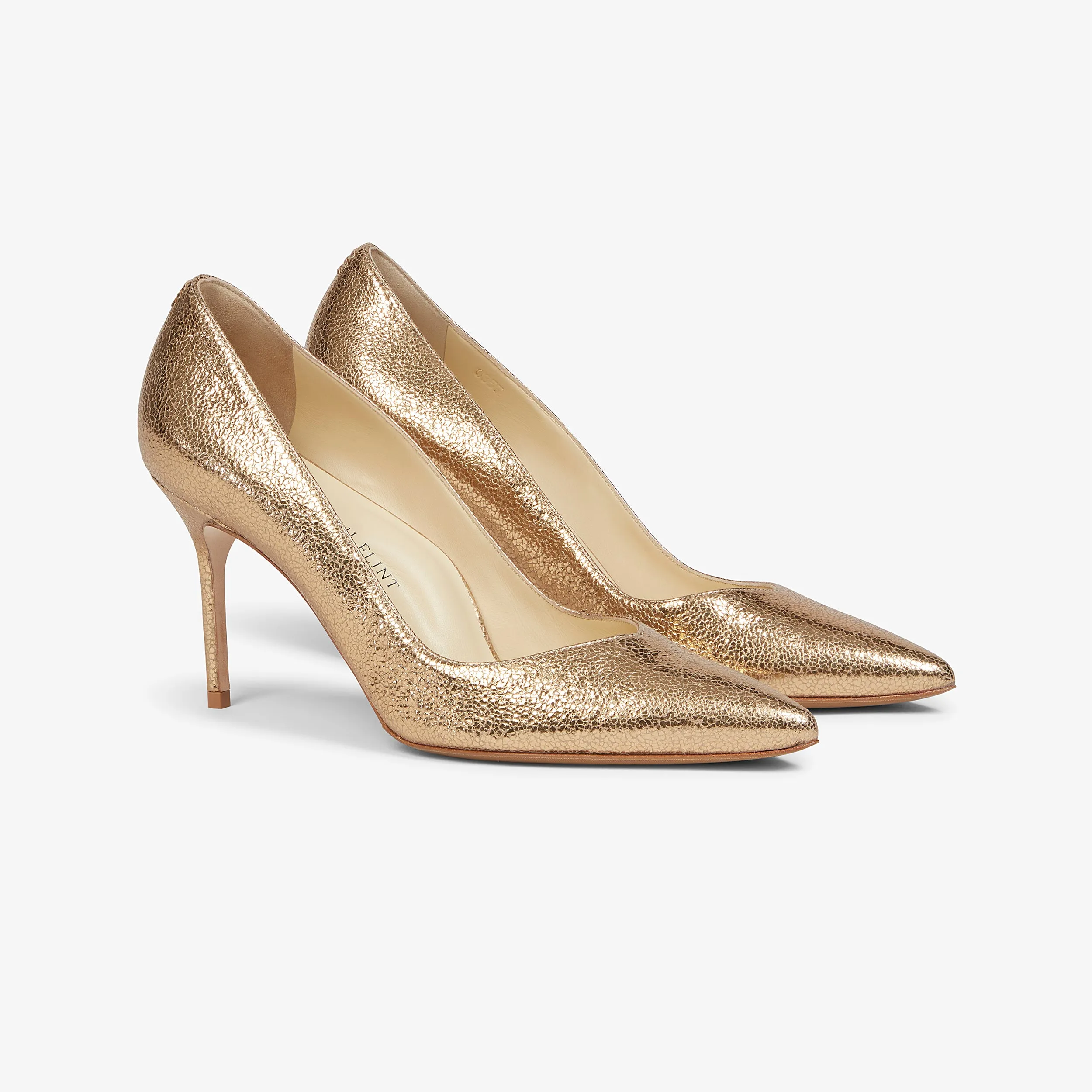 M.M.LaFleur x Sarah Flint Perfect Pump 85 :: Gold Crackle