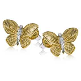 Monarch Butterfly Earrings in 18k Gold with Diamonds