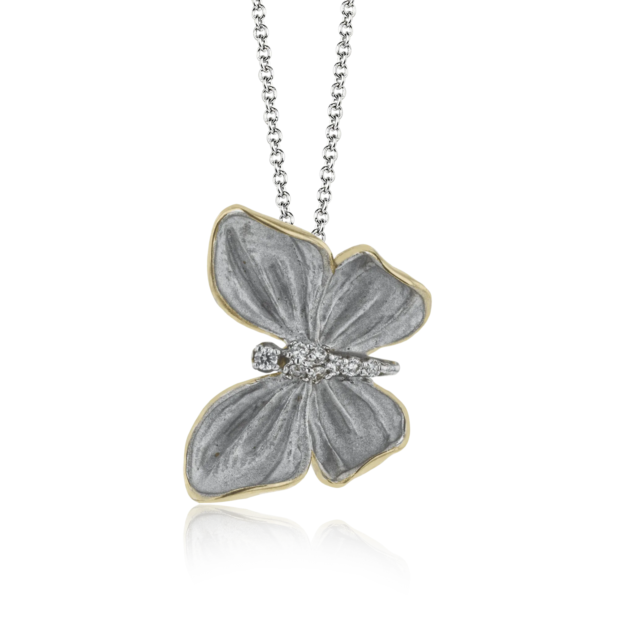 Monarch Butterfly Pendant Necklace in 18k Gold with Diamonds