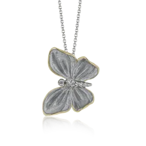 Monarch Butterfly Pendant Necklace in 18k Gold with Diamonds