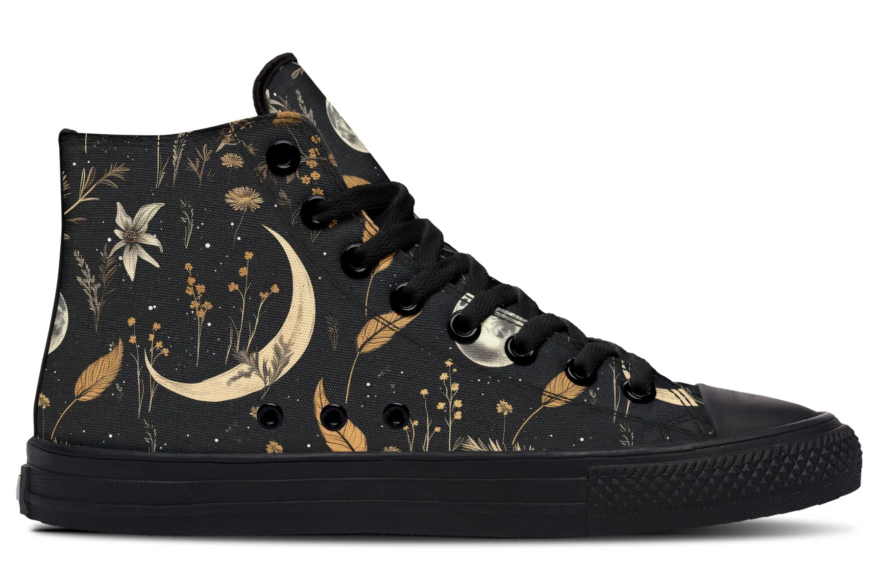 Moonlit Botanica High Tops - Classic Premium Canvas Shoes with Comfortable and Durable Soles