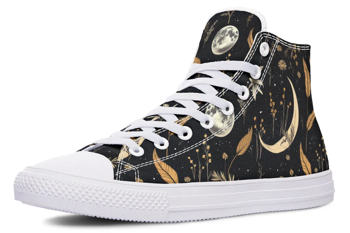 Moonlit Botanica High Tops - Classic Premium Canvas Shoes with Comfortable and Durable Soles