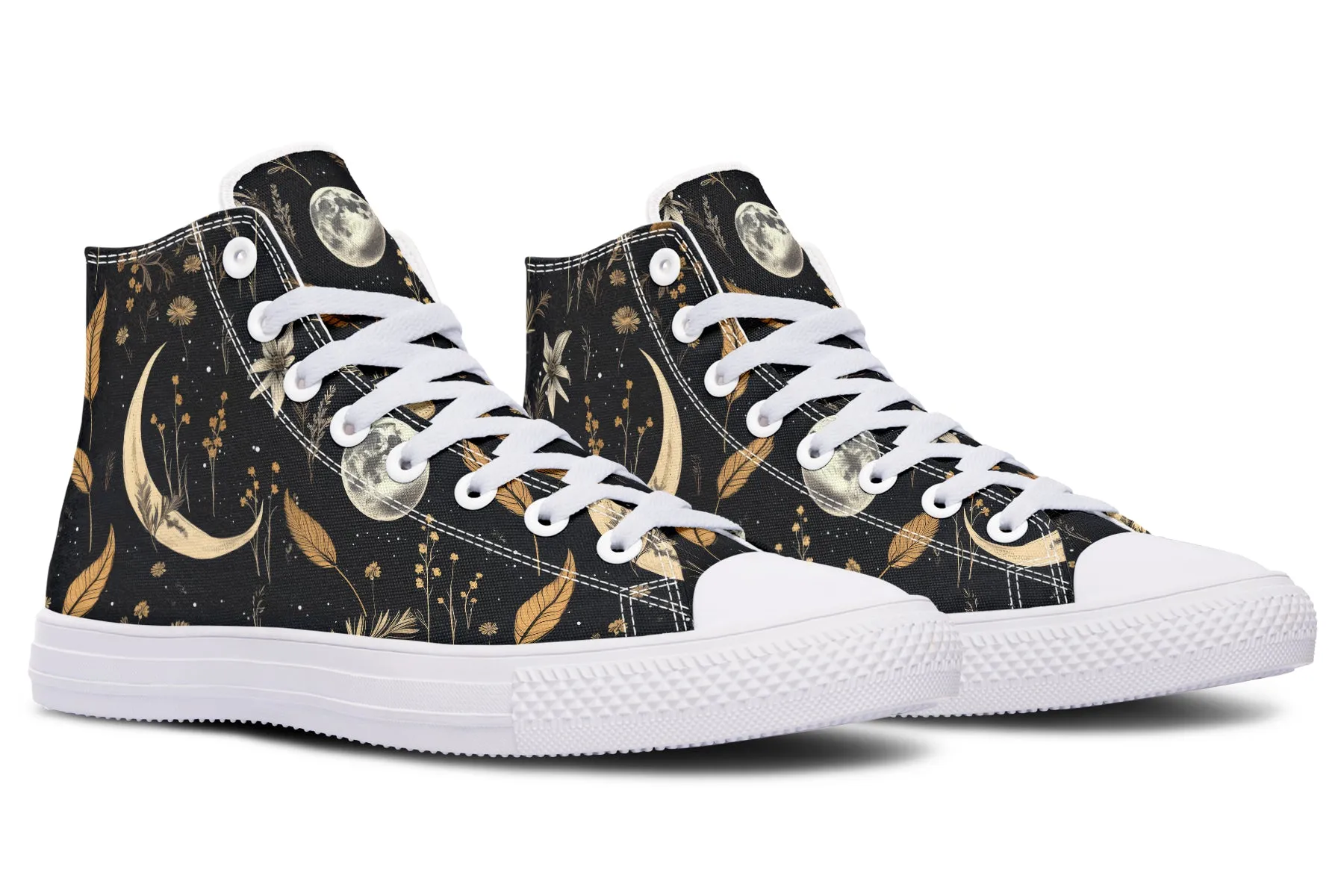 Moonlit Botanica High Tops - Classic Premium Canvas Shoes with Comfortable and Durable Soles