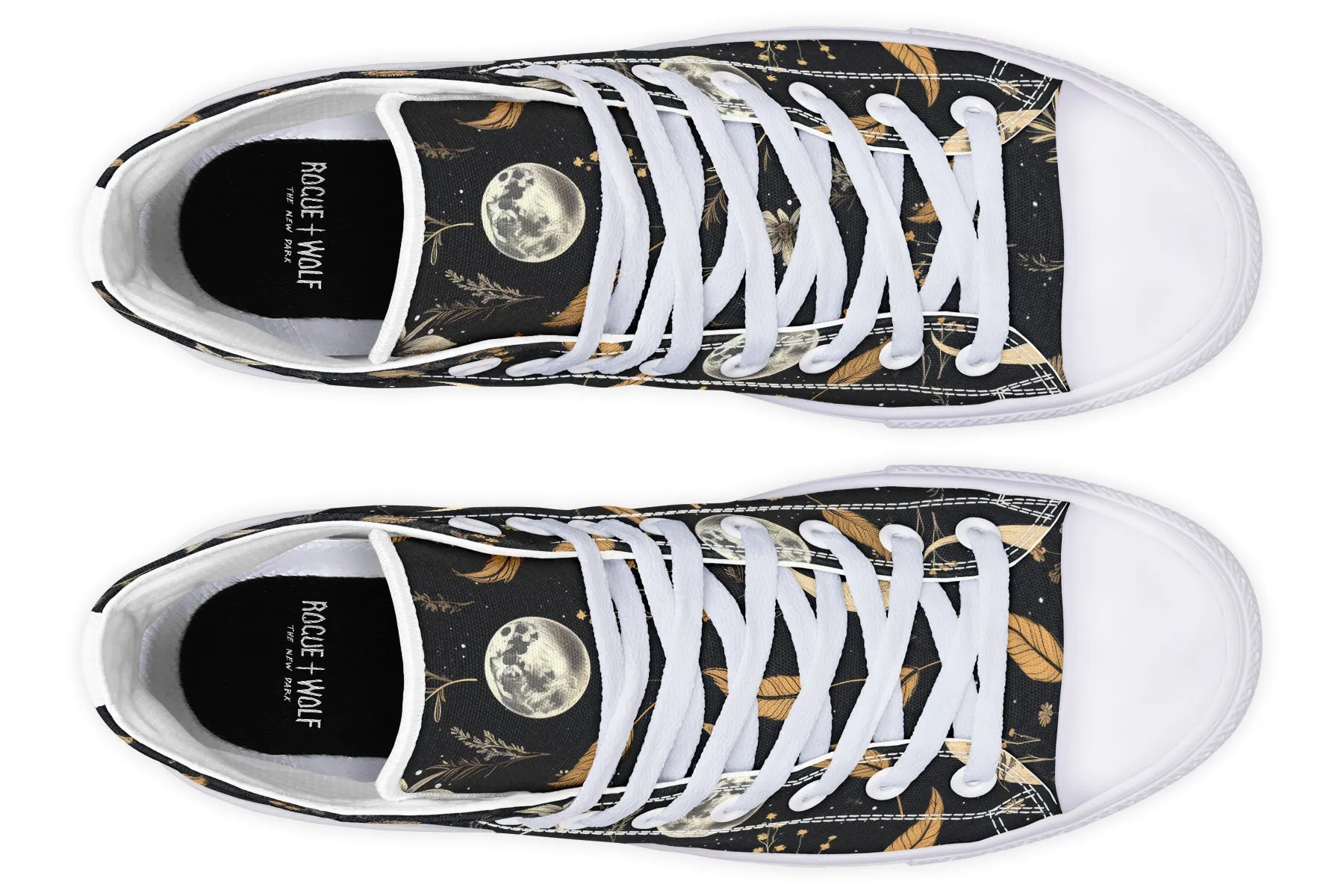 Moonlit Botanica High Tops - Classic Premium Canvas Shoes with Comfortable and Durable Soles