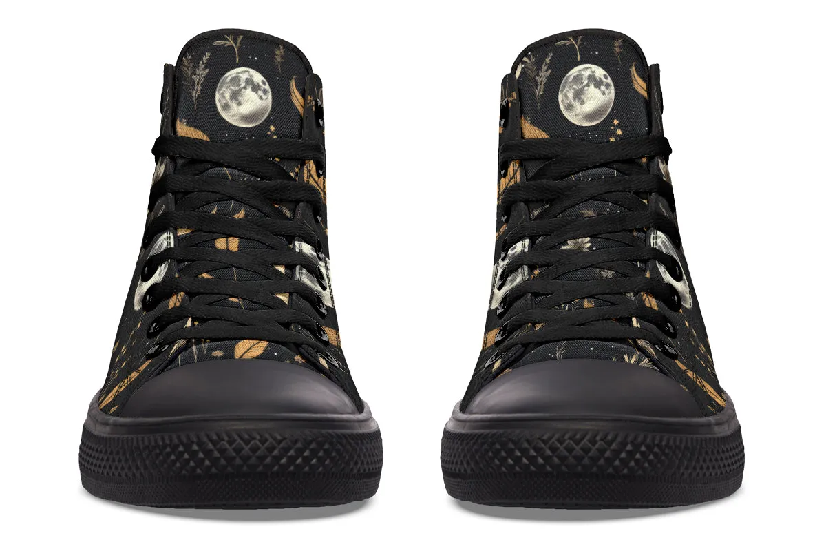 Moonlit Botanica High Tops - Classic Premium Canvas Shoes with Comfortable and Durable Soles