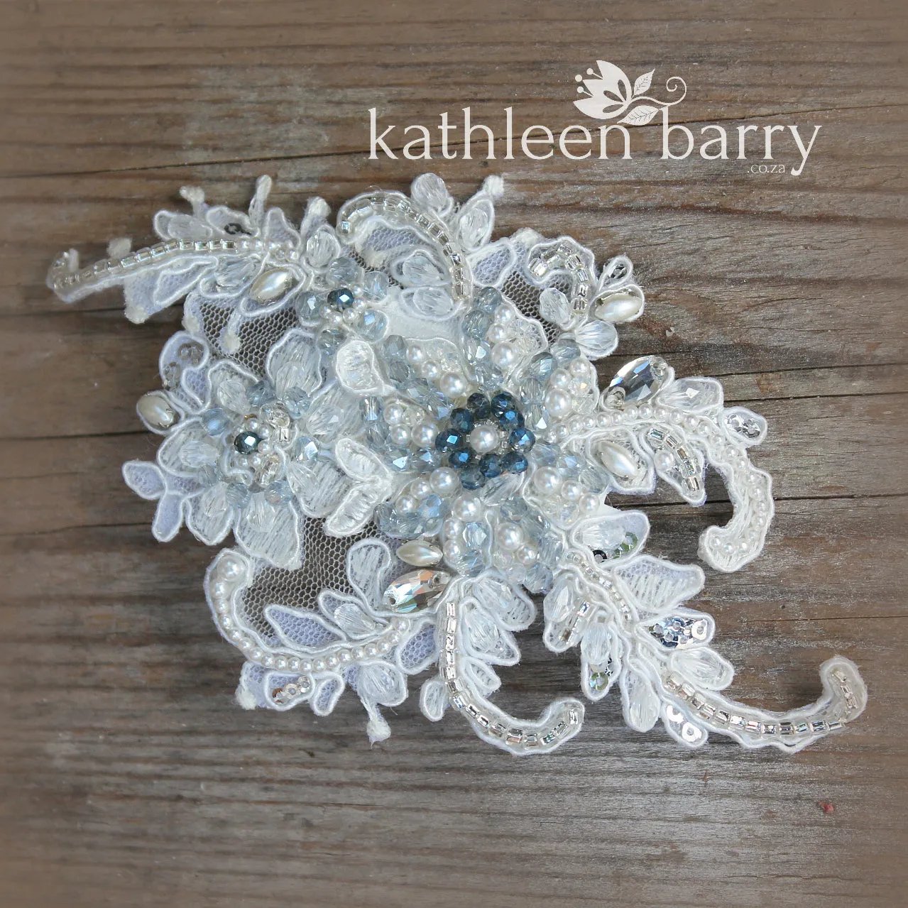 Navy blue ivory lace hairpiece - veil accessory - Custom colors available - STYLE: Casey