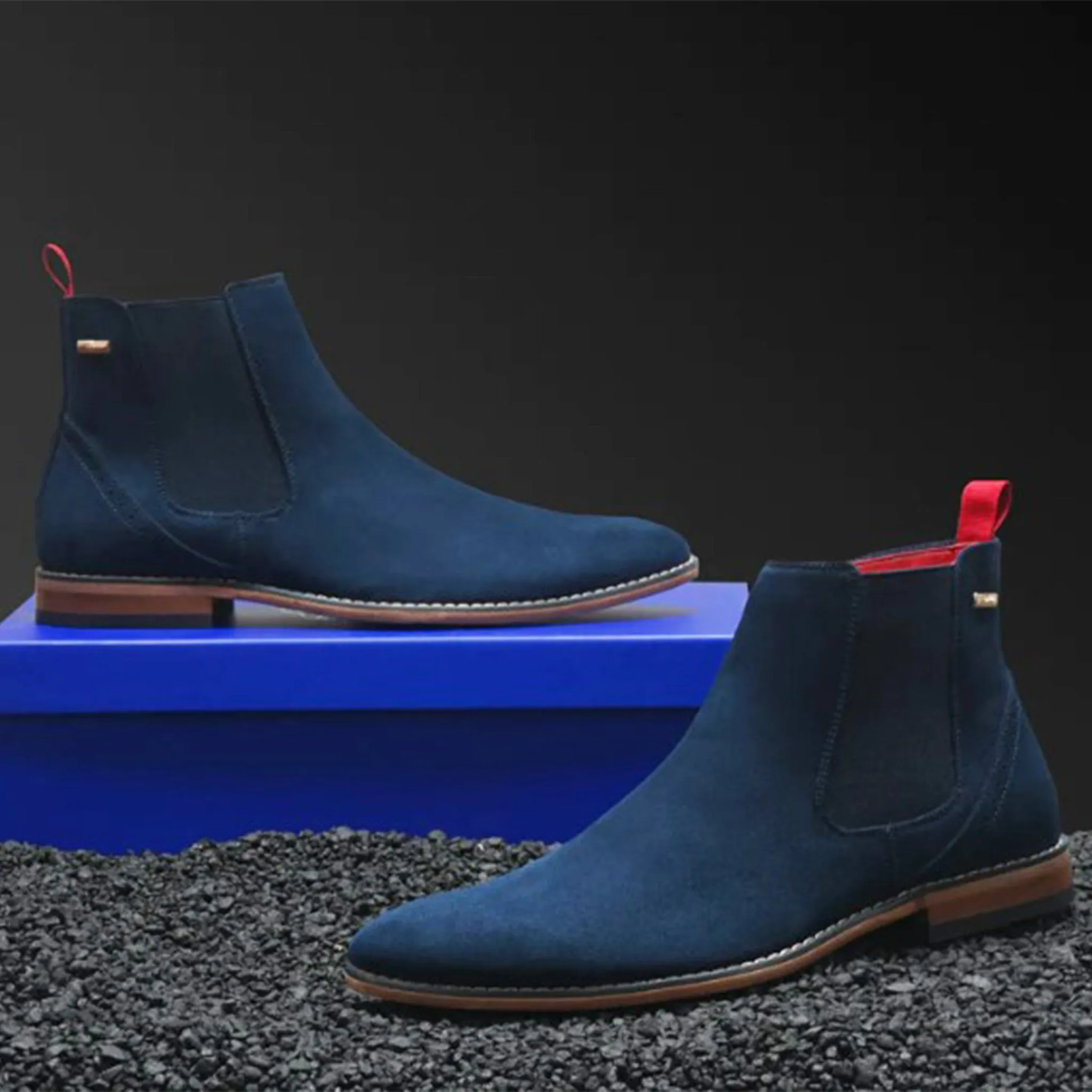 Navy Microfiber Chelsea Boot