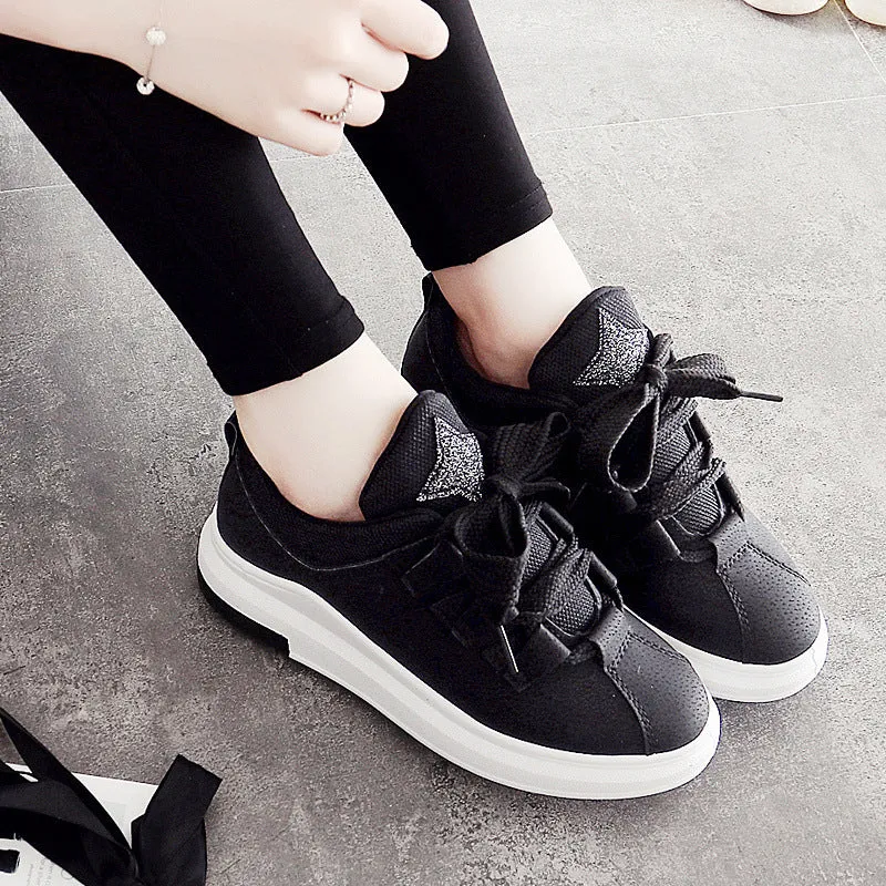 new arrival sneakers Breathable Round Toe Casual Shoes Student Platform Shoes Flats  Lace Up Ladies Shoe