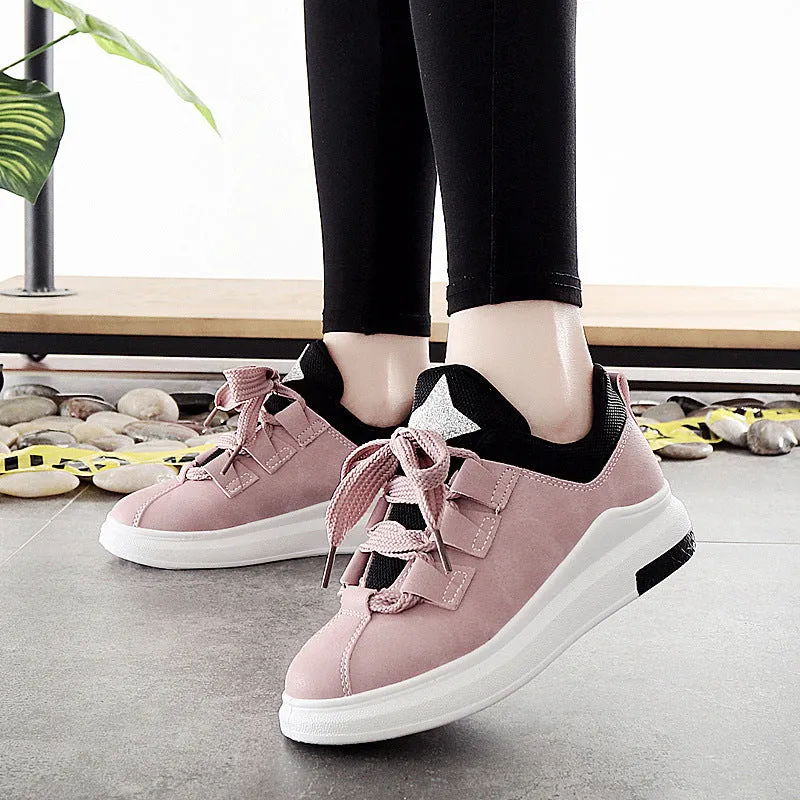 new arrival sneakers Breathable Round Toe Casual Shoes Student Platform Shoes Flats  Lace Up Ladies Shoe