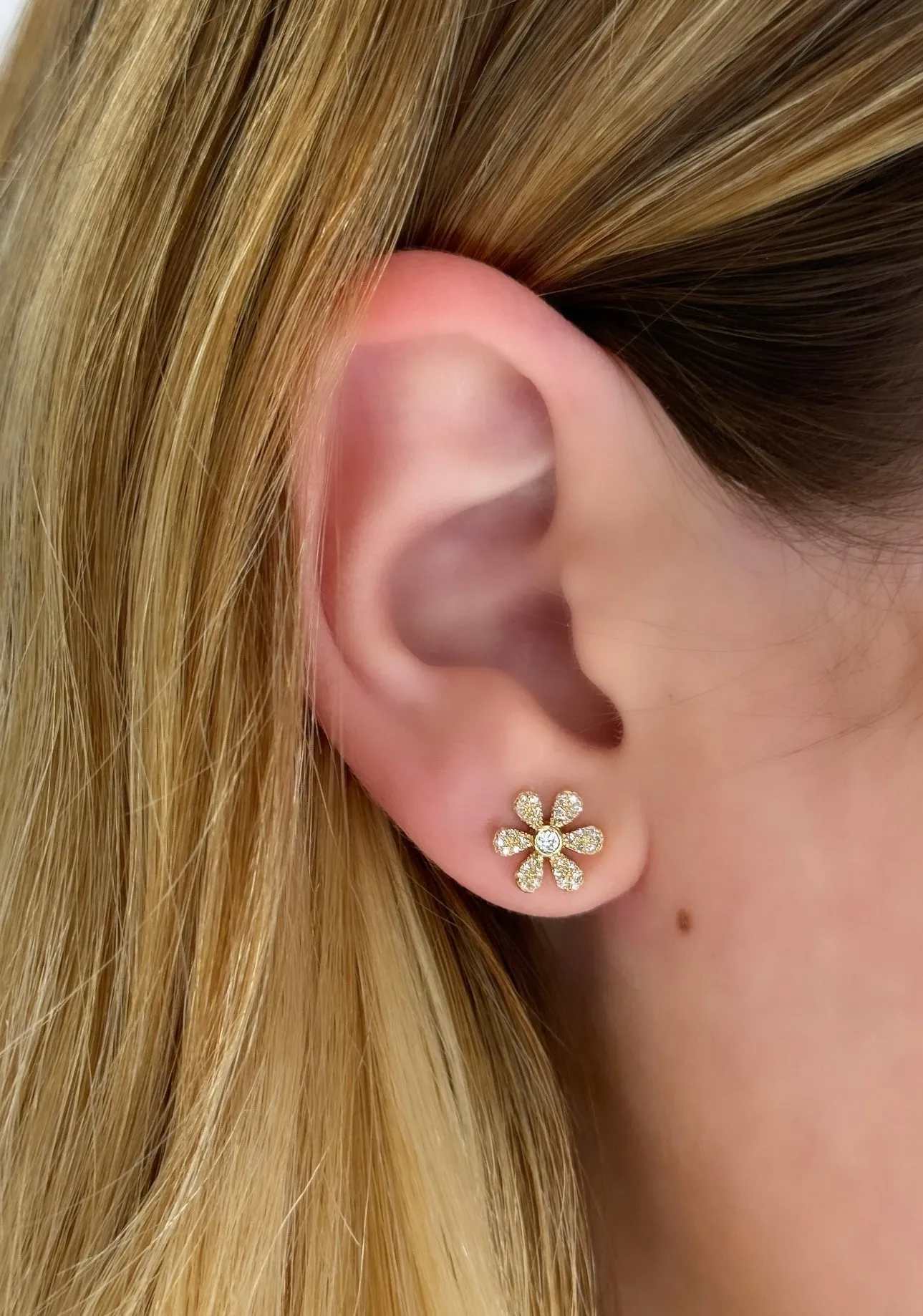 Pavé Flower Stud Earrings