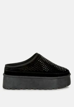 Rhinestones Embellished Platform Classic Slip-On by RUW