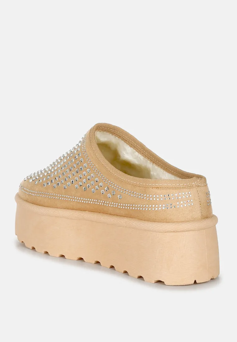 Rhinestones Embellished Platform Classic Slip-On by RUW