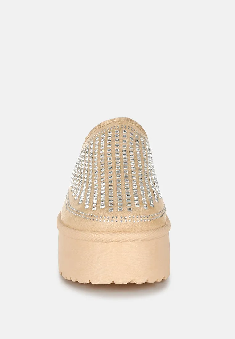 Rhinestones Embellished Platform Classic Slip-On by RUW