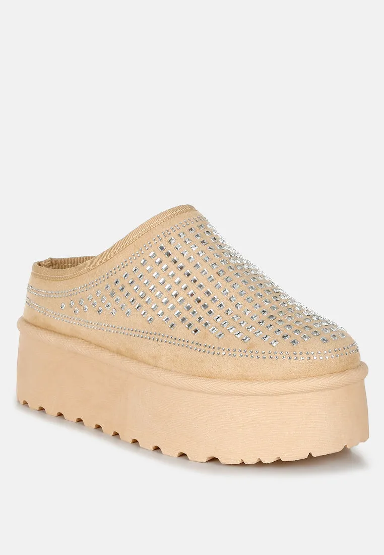 Rhinestones Embellished Platform Classic Slip-On by RUW