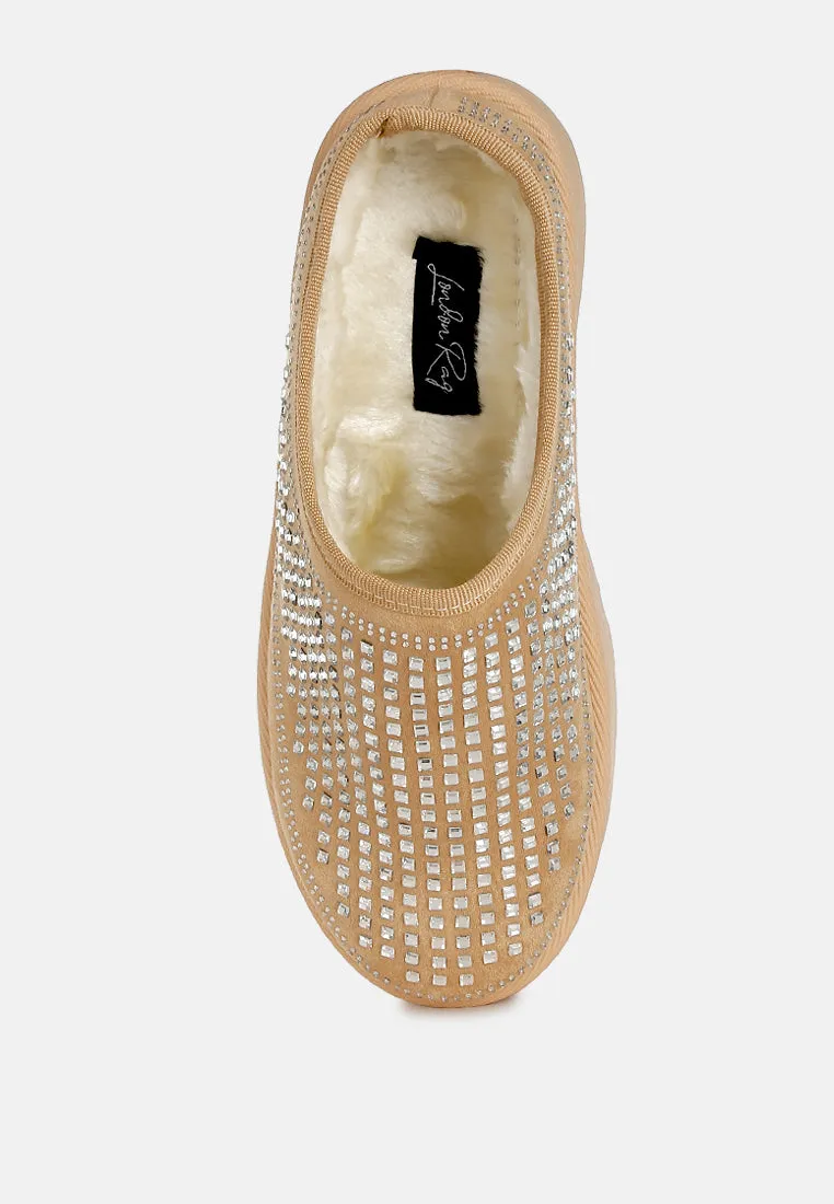 Rhinestones Embellished Platform Classic Slip-On by RUW