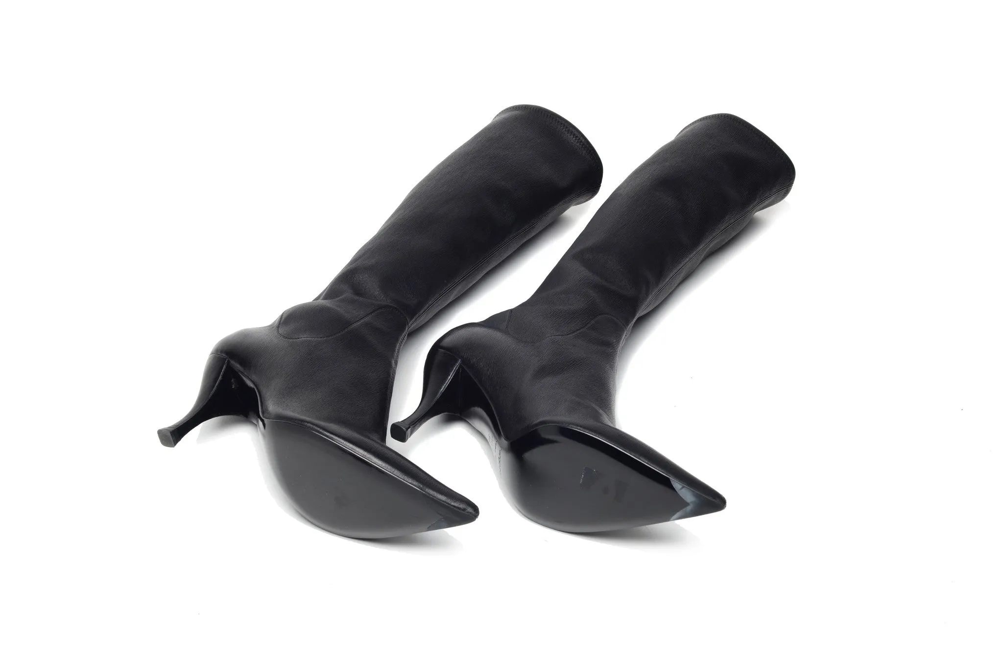 Sergio Rossi - Black Leather Pointed Toe Knee High Boots - IT 38