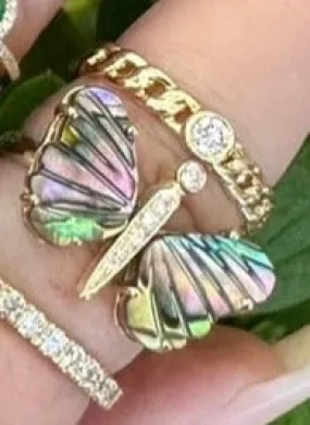 Small Abalone Butterfly Ring