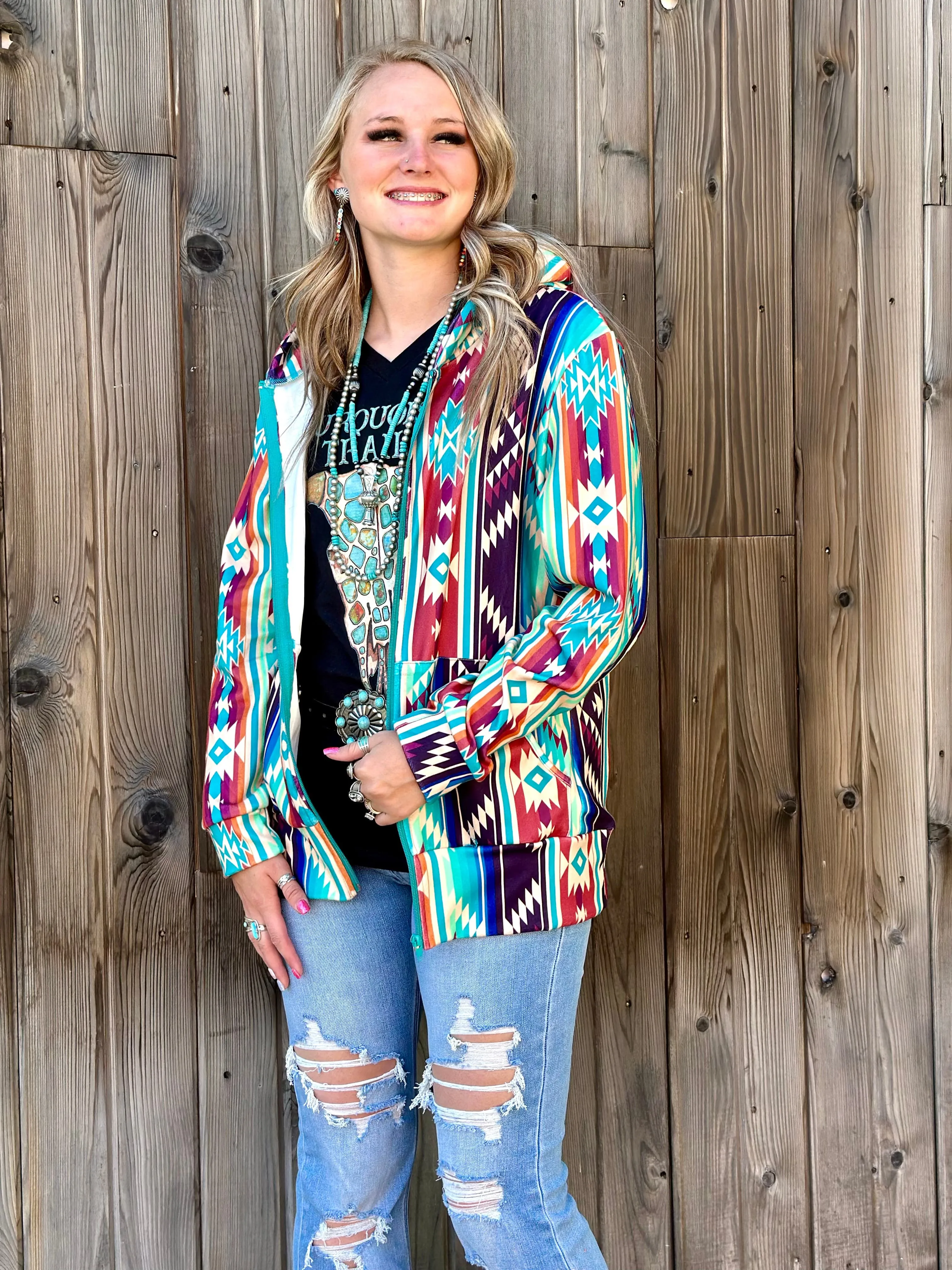 The Toscana Tribal Zip Up Hoodie