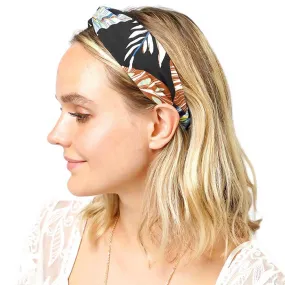 Tropical Leaf Patterned Twisted Headband