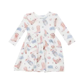 Twirly L/S Dress - Cowboy Boots | Pink