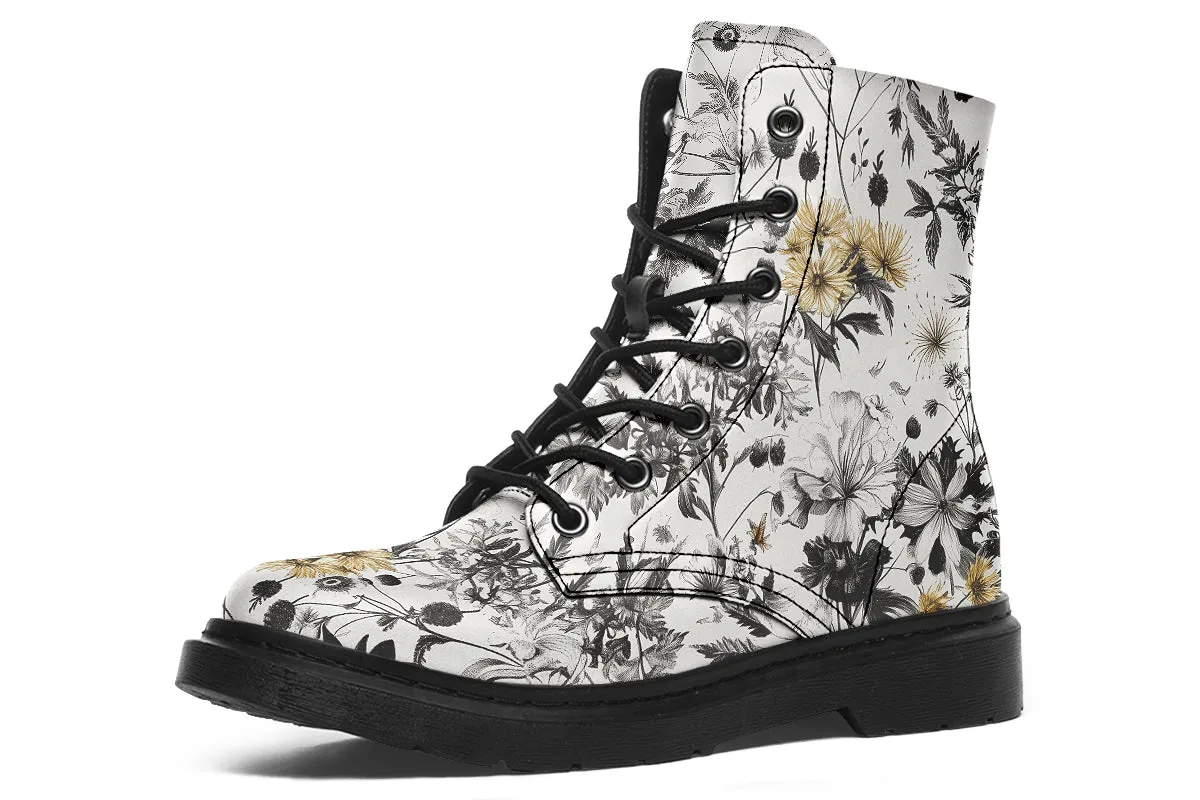 Wildflower Boots - Vegan Leather Doc-Style Boots with Durable Stitched on Soles