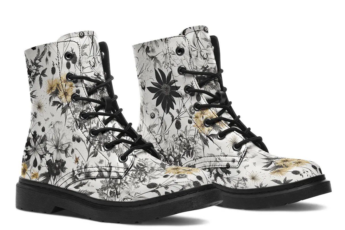 Wildflower Boots - Vegan Leather Doc-Style Boots with Durable Stitched on Soles