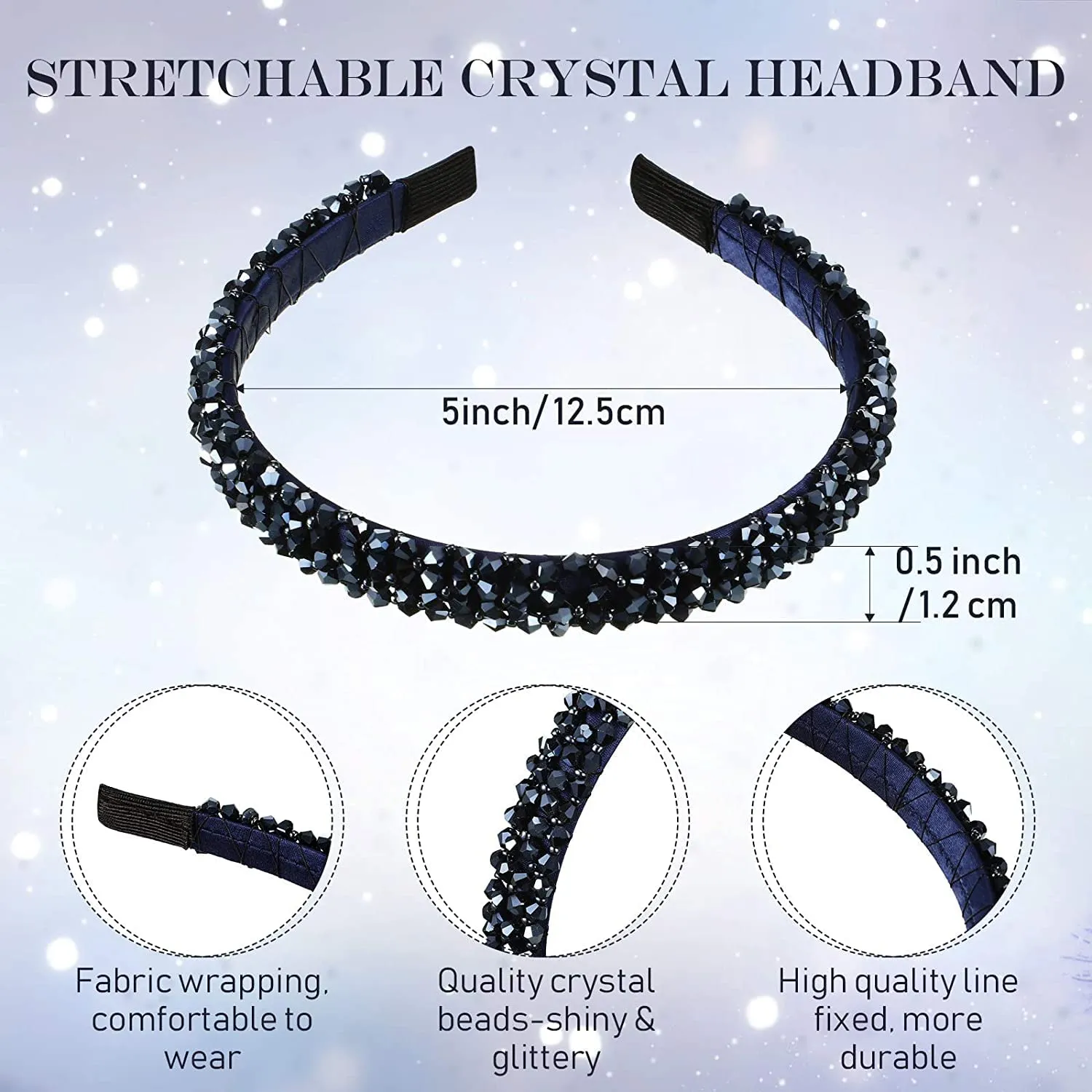 Yellow Chimes Crystal Rhinestone Headband, Blue Headband for Women and Girls (Pack of 1)